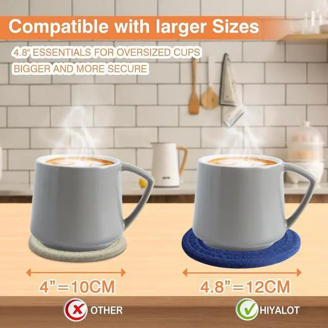 Alt view image 2 of 6 - 4.8" Drink Cotton Coasters Set of 2 - Large Absorbent Fabric Drink Pads for Coffee Mugs, Stylish Boho Cup Mats for Desk, Bedside Table, Plant Pots Durable Minimalist Home Decor (Rich Blue, 2pack)