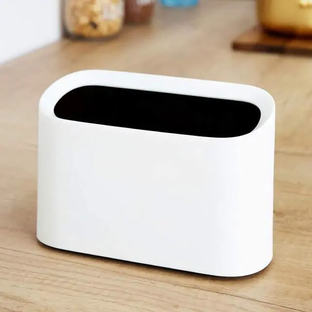 Main image of 0.4 Gal Mini Trash Can for Desk with Inclined Opening (White) | Very Slim to Save Space, For Desktop Vanity Countertop Table Office Laundry Bedside, Tiny Plastic Mini Garbage Can