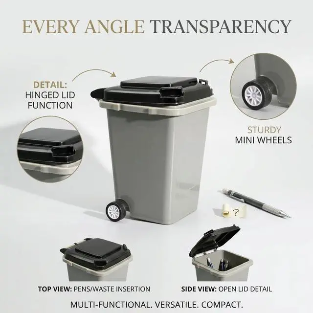 Alt view image 5 of 7 - Funny Pen Holder for Desk, Novelty Tiny Recycle Bin Pencil Holder, Storage for Pencils & Pens, Mini Trash Can for Desk Desktop Miniature Trash Can (Grey)