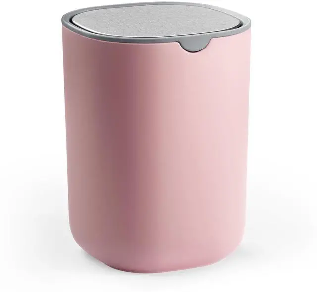 Main image of Mini Desk Trash Can with Stainless Steel Swing Lid, 0.4 Gal | Small Table Round Wastebasket for Bathroom, Vanity, Bedroom, Car, Jelly Pink, PARRI Collection ULTB150S101