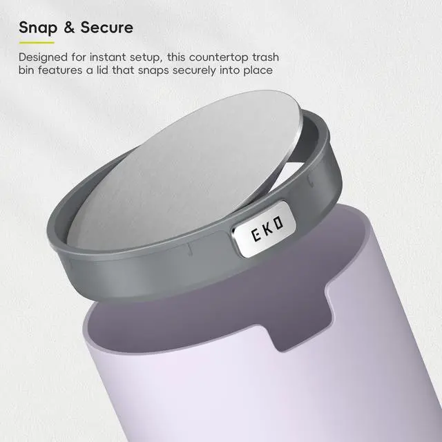 Alt view image 5 of 7 - Fandy 0.4 Gal/1.5L Mini Tabletop Trash Bin with Swing-Lid, Desktop Trash Can for Bathroom Countertop, Vanity, Coffee or Office, Small Garbage Bin (Lavender)