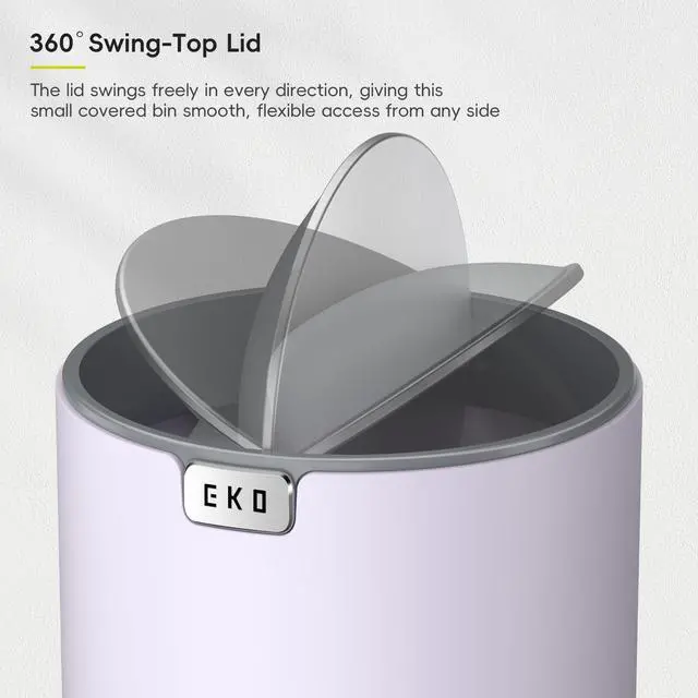 Alt view image 4 of 7 - Fandy 0.4 Gal/1.5L Mini Tabletop Trash Bin with Swing-Lid, Desktop Trash Can for Bathroom Countertop, Vanity, Coffee or Office, Small Garbage Bin (Lavender)