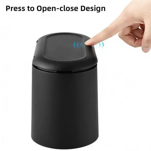 Alt view image 4 of 7 - Mini Trash Can with Lid,Small Desktop Trash Can,Black 0.5 Gal | Countertop Mini Garbage Cans,Small Garbage Can for Office Kitchen Coffee Table, Tiny Wastebasket for Desktop