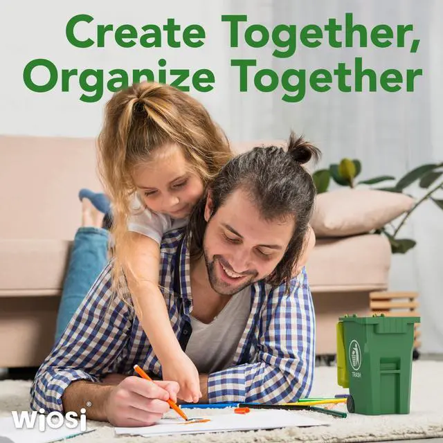 Alt view image 2 of 7 - Mini Trash Can/Recycle Bin Pencil Holder for Desks, Blue/Green | Tiny Trash Can, Mini Desk Garbage Can, Funny Pen Holder, Mini Trash Bin, Desk Organizer