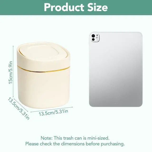 Alt view image 2 of 7 - 1 Pcs Mini Desktop Trash Can with Lid with 90 Trash Bags, Press-Type Garbage Can, Small Countertop Plastic Wastebasket for Vanity, Bedroom, Bathroom, Kitchen, Desk (White)