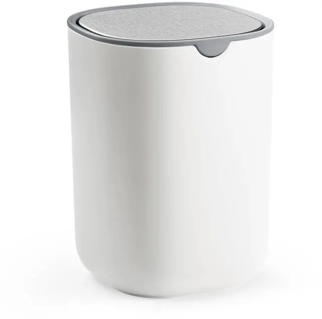 Main image of Mini Desk Trash Can with Stainless Steel Swing Lid, 0.4 Gal. | Small Table Round Wastebasket for Bathroom, Vanity, Bedroom, Car, Cloud White, PARRI Collection ULTB150W101