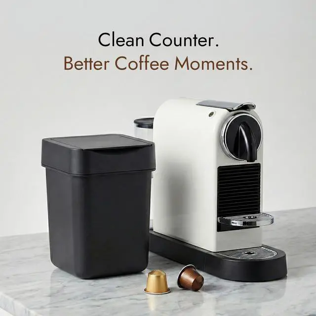Alt view image 2 of 7 - Coffee Bar Mini Trash Can, 0.5 Gal / 2L - Black | Countertop Waste Bin for Coffee Pods, Tea Bags, Desk, Vanity