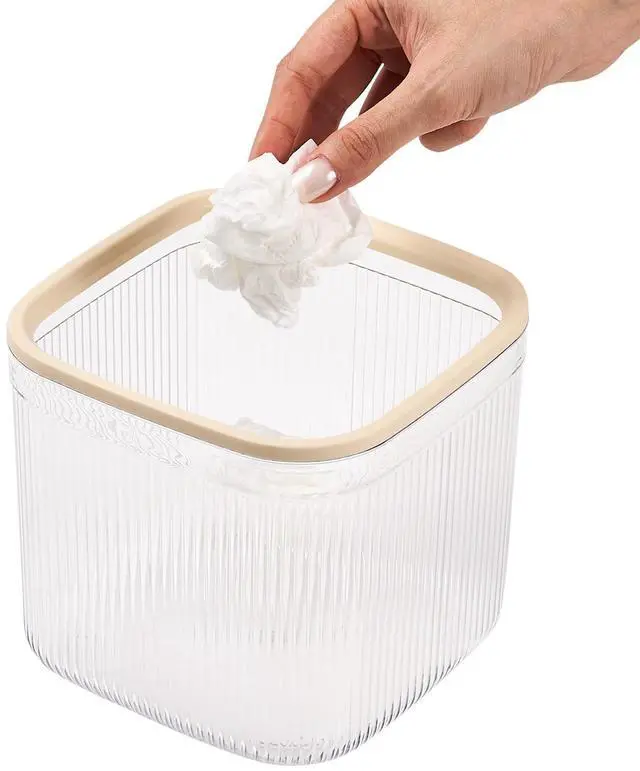Main image of Small Desktop Trash Can, 0.74 Gal/2.8L Open-Top Waste Basket, Clear White | Durable PET Material | Open-Top Design for Easy Disposal | Perfect for Office Desk, Bathroom Counter, Vanity & Nightstand