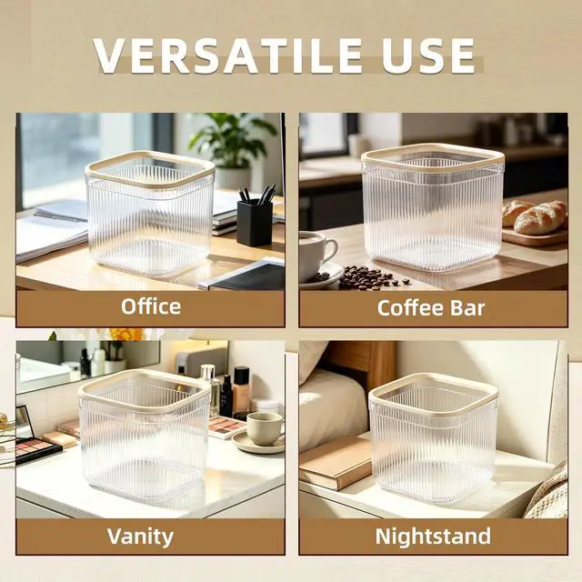 Alt view image 5 of 6 - Small Desktop Trash Can, 0.74 Gal/2.8L Open-Top Waste Basket, Clear White | Durable PET Material | Open-Top Design for Easy Disposal | Perfect for Office Desk, Bathroom Counter, Vanity & Nightstand