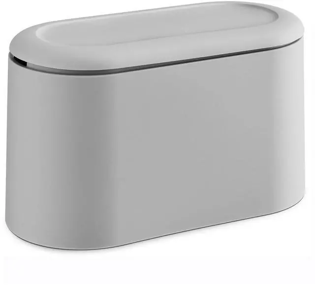 Main image of Mini Trash Can with Lid,Small Desktop Trash Can,Light Grey 0.5 Gal | Countertop Mini Garbage Cans,Small Garbage Can for Office Kitchen Coffee Table, Tiny Wastebasket for Desktop
