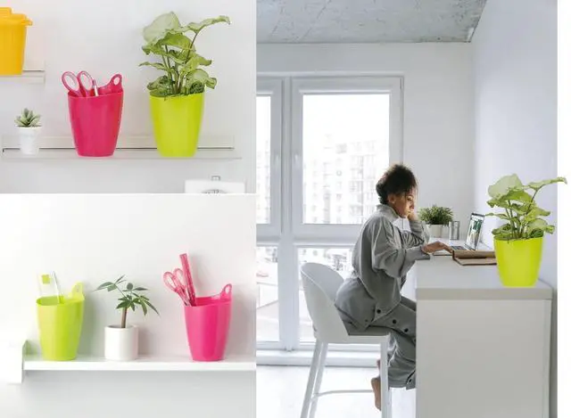 Alt view image 7 of 7 - Declutter and Organize with Our Hangable Desktop Trashcan - Small, Multifunctional, and Stylish - Perfect for Makeup Brushes, Lint, and More! Plastic Pink Green White, 3packs