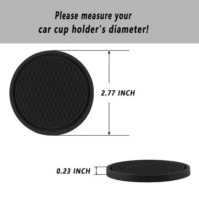 Alt view image 4 of 7 - Car Cup Coaster, 4PCS Universal Auto Non-Slip Cup Holder Embedded in Ornaments Coaster, Car Interior Accessories Sets, Black