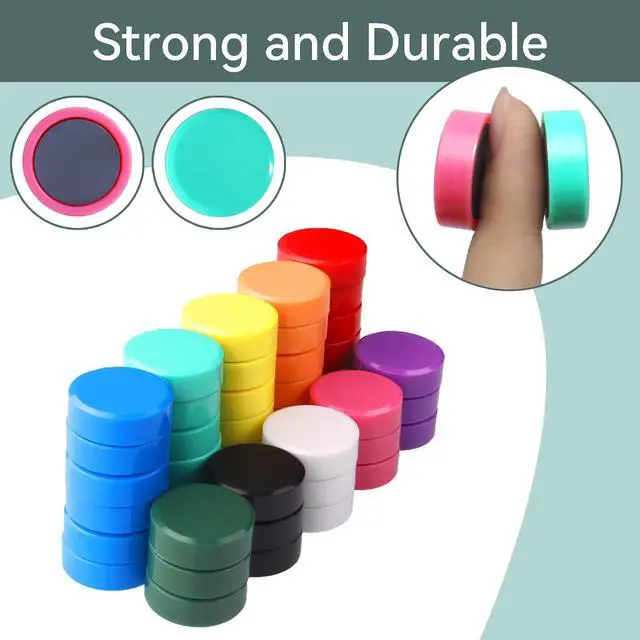 Alt view image 5 of 7 - Fridge Magnets, 20PCS 10 Colors Mini Round Heavy Duty for Whiteboard | Strong small refrigerator magnets for kitchen office locker classroom.Cute colorful decorative home organization craft photos