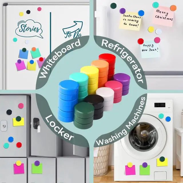 Alt view image 7 of 7 - Fridge Magnets, 20PCS 10 Colors Mini Round Heavy Duty for Whiteboard | Strong small refrigerator magnets for kitchen office locker classroom.Cute colorful decorative home organization craft photos
