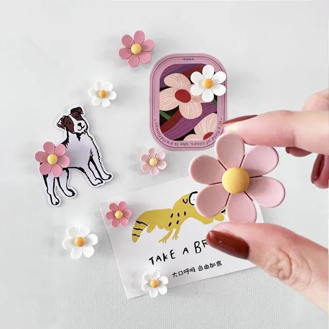 Alt view image 7 of 7 - 18 pcs - Cute Flower Magnet, Girl Pink Magnet for Fridge and Locker, Whiteboard, and Decoration18 pcs - Flower-Pink