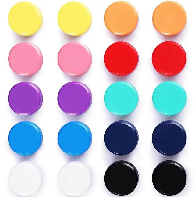 Main image of Fridge Magnets - 20 Pack Strong Refrigerator Magnets, 10 Colors Small Round Magnet, Cute Mini Decorative Magnets for Whiteboard, Locker, Office, Crafts, Kitchen, Classroom, Heavy Duty Magnet