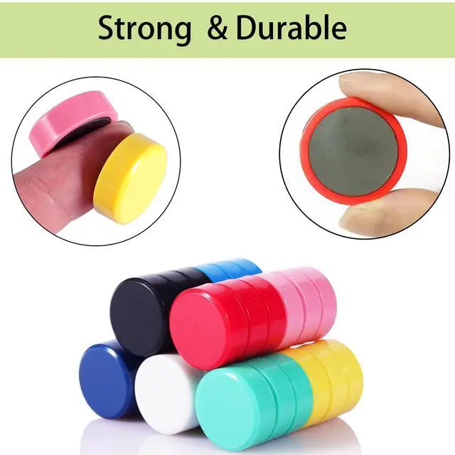 Alt view image 2 of 6 - Fridge Magnets - 20 Pack Strong Refrigerator Magnets, 10 Colors Small Round Magnet, Cute Mini Decorative Magnets for Whiteboard, Locker, Office, Crafts, Kitchen, Classroom, Heavy Duty Magnet