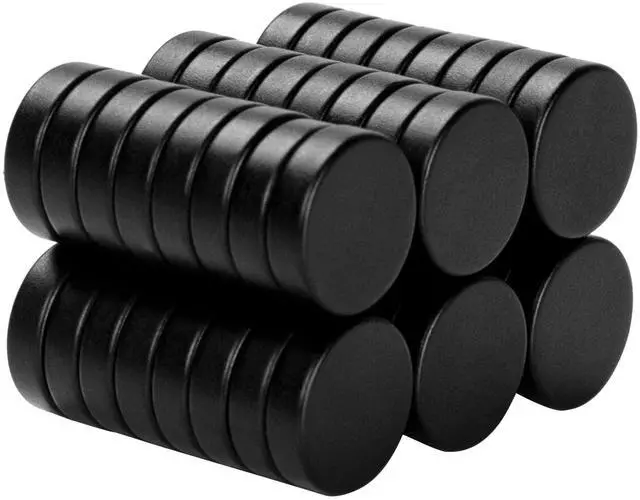Main image of 45 Pcs Refrigerator Magnets, Small Round Fridge Magnets | Multi-Use Premium Neodymium Office Magnets for Fridge, Whiteboard, Billboard in Home, Kitchen, Office and School (Black)