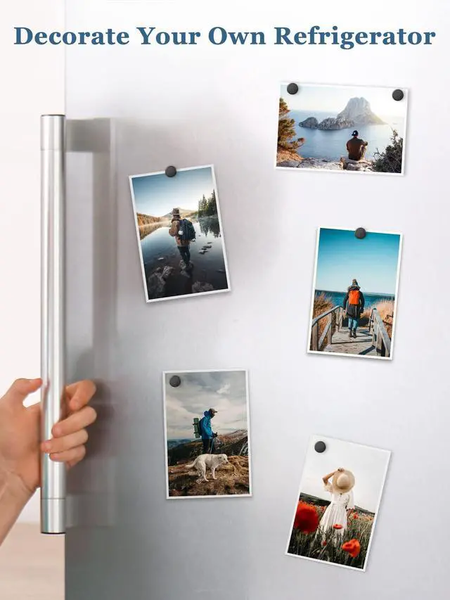 Alt view image 4 of 7 - 45 Pcs Refrigerator Magnets, Small Round Fridge Magnets | Multi-Use Premium Neodymium Office Magnets for Fridge, Whiteboard, Billboard in Home, Kitchen, Office and School (Black)