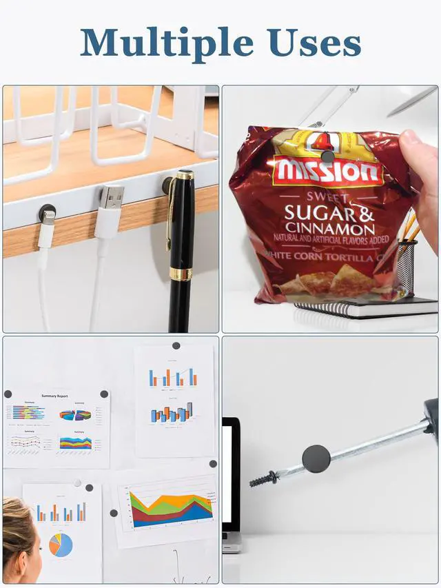 Alt view image 5 of 7 - 45 Pcs Refrigerator Magnets, Small Round Fridge Magnets | Multi-Use Premium Neodymium Office Magnets for Fridge, Whiteboard, Billboard in Home, Kitchen, Office and School (Black)