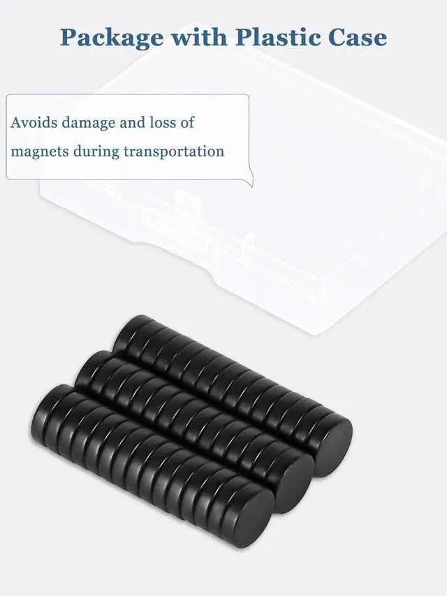 Alt view image 7 of 7 - 45 Pcs Refrigerator Magnets, Small Round Fridge Magnets | Multi-Use Premium Neodymium Office Magnets for Fridge, Whiteboard, Billboard in Home, Kitchen, Office and School (Black)
