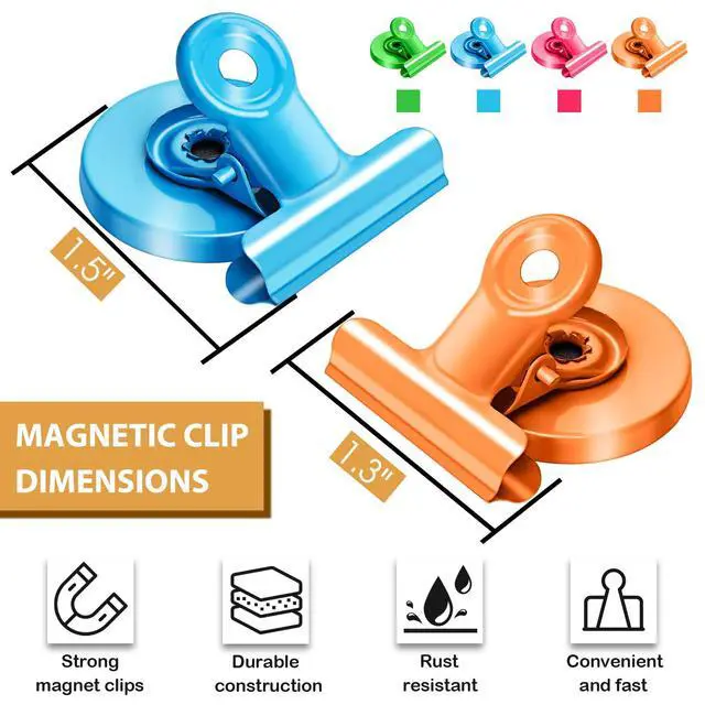 Alt view image 6 of 7 - 8Pack Fridge Magnets Refrigerator Magnetic Clips for Classroom (Colorful) | Scratch Free Strong Magnet Heavy Duty Clips Perfect for Kitchen,Photo Displays,Locker, Note List,Teacher Must Haves