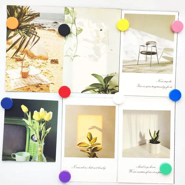 Alt view image 2 of 7 - Fridge Magnets, 20 Pack 10 Colors Strong Small Round for Whiteboard | Refrigerator magnets heavy duty, perfect for notes photos calendars locker kitchen home office & classroom. Mini cute school
