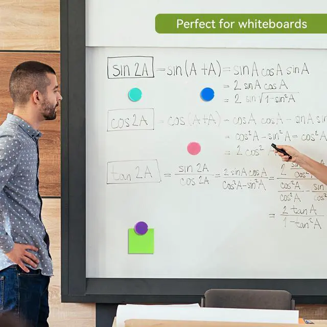Alt view image 4 of 7 - Fridge Magnets, 20 Pack 10 Colors Strong Small Round for Whiteboard | Refrigerator magnets heavy duty, perfect for notes photos calendars locker kitchen home office & classroom. Mini cute school