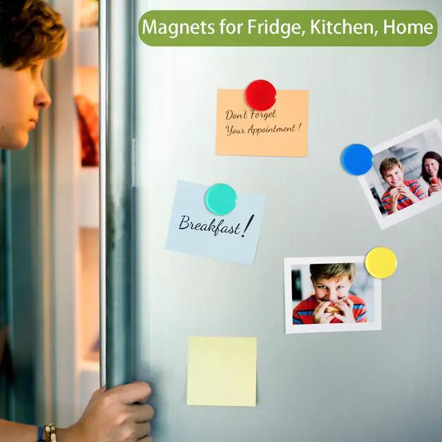 Alt view image 3 of 7 - Fridge Magnets, 20 Pack 10 Colors Strong Small Round for Whiteboard | Refrigerator magnets heavy duty, perfect for notes photos calendars locker kitchen home office & classroom. Mini cute school