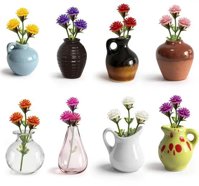 Main image of 8 Pcs Cute Mini Vase Magnets for Fridge, Funny Plant Decorative Magnets | Tiny Ceramic Vase Refrigerator Magnets with Faux Flowers, for Fridge, Kitchen, Locker & Office Decor Gift