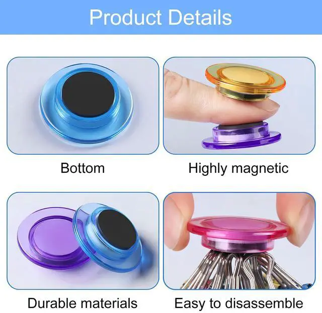 Alt view image 2 of 7 - Fridge Magnet, 14 Pack Strong Refrigerator Magnets, 7 Colors Heavy Duty Small Round Transparent Decorative Magnet, Cute Colorful Office Whiteboard Magnets, Locker Magnet for Home School Kitchen