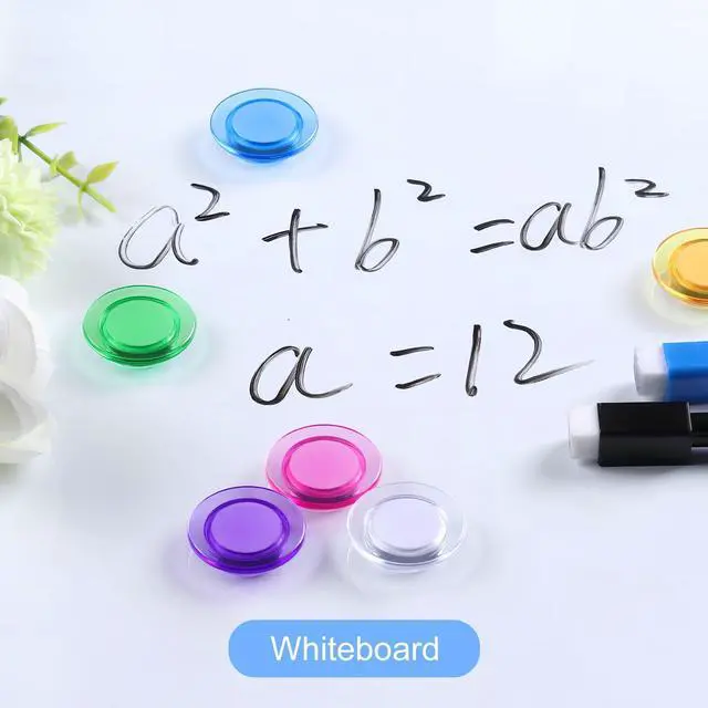 Alt view image 3 of 7 - Fridge Magnet, 14 Pack Strong Refrigerator Magnets, 7 Colors Heavy Duty Small Round Transparent Decorative Magnet, Cute Colorful Office Whiteboard Magnets, Locker Magnet for Home School Kitchen