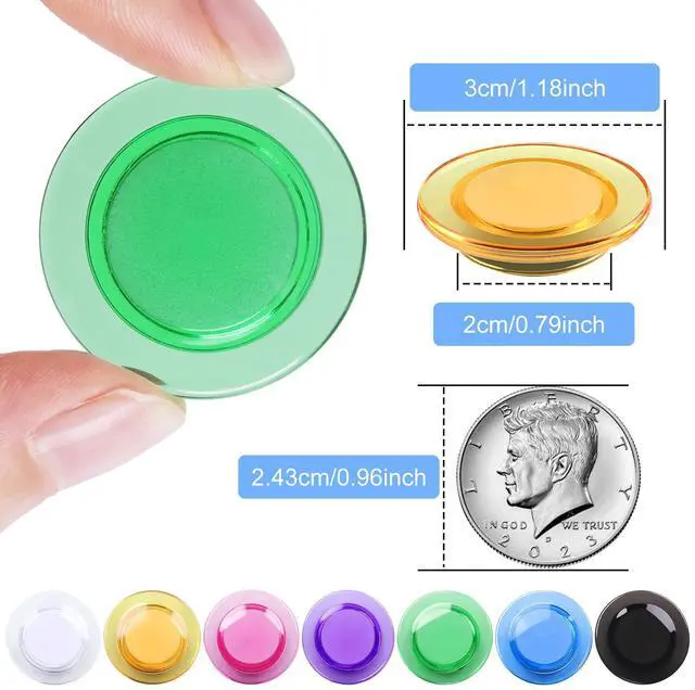 Alt view image 4 of 7 - Fridge Magnet, 14 Pack Strong Refrigerator Magnets, 7 Colors Heavy Duty Small Round Transparent Decorative Magnet, Cute Colorful Office Whiteboard Magnets, Locker Magnet for Home School Kitchen