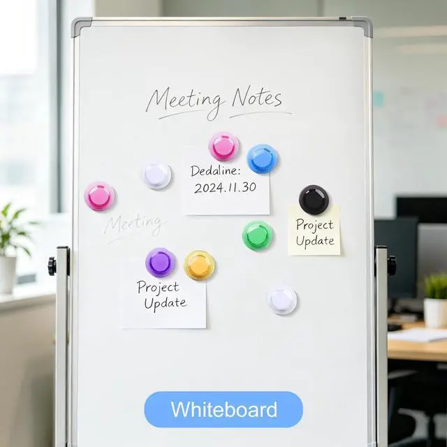 Alt view image 7 of 7 - Fridge Magnet, 14 Pack Strong Refrigerator Magnets, 7 Colors Heavy Duty Small Round Transparent Decorative Magnet, Cute Colorful Office Whiteboard Magnets, Locker Magnet for Home School Kitchen