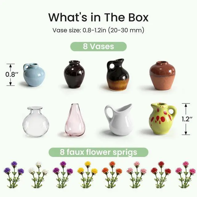 Alt view image 4 of 7 - 8 Pcs Cute Mini Vase Magnets for Fridge, Funny Plant Decorative Magnets | Tiny Ceramic Vase Refrigerator Magnets with Faux Flowers, for Fridge, Kitchen, Locker & Office Decor Gift