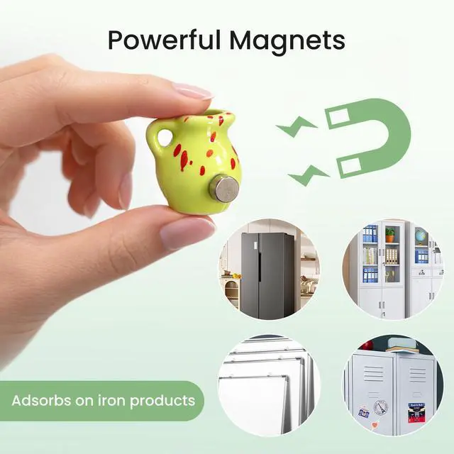 Alt view image 5 of 7 - 8 Pcs Cute Mini Vase Magnets for Fridge, Funny Plant Decorative Magnets | Tiny Ceramic Vase Refrigerator Magnets with Faux Flowers, for Fridge, Kitchen, Locker & Office Decor Gift