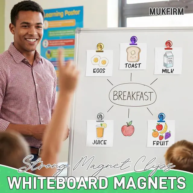 Alt view image 4 of 7 - 8 Pack Magnetic Clips Heavy Duty for Refrigerator, Whiteboard, Cruise Cabins, Strong Clip Magnets for Fridge, Classroom, Locker, Metal Magnet Clips for Kitchen, Office, Photo Display,Organization