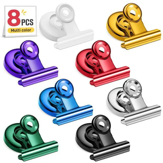Main image of 8 Pack Magnetic Clips Heavy Duty for Refrigerator, Whiteboard, Cruise Cabins, Strong Clip Magnets for Fridge, Classroom, Locker, Metal Magnet Clips for Kitchen, Office, Photo Display,Organization