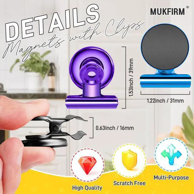 Alt view image 7 of 7 - 8 Pack Magnetic Clips Heavy Duty for Refrigerator, Whiteboard, Cruise Cabins, Strong Clip Magnets for Fridge, Classroom, Locker, Metal Magnet Clips for Kitchen, Office, Photo Display,Organization