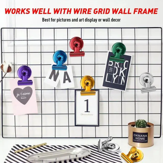 Alt view image 2 of 7 - 12 Pack Fridge Magnets, Colorful Magnetic Clips for Fridge Notes | Magnetic Clips for Refrigerator, Picture, Cruise, Sculptural Picture Frame, Heavy Duty Decorative Clip Magnets for Fridge