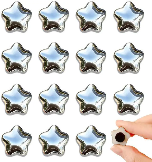 Main image of Fridge Magnets,15Pcs Silver Star Magnets Refrigerator Decorative | 15 Pcs Strong Magnets Fridge 0.73in Small Star Cute Decorative Magnet Set for Home Kitchen Office Whiteboard Locker