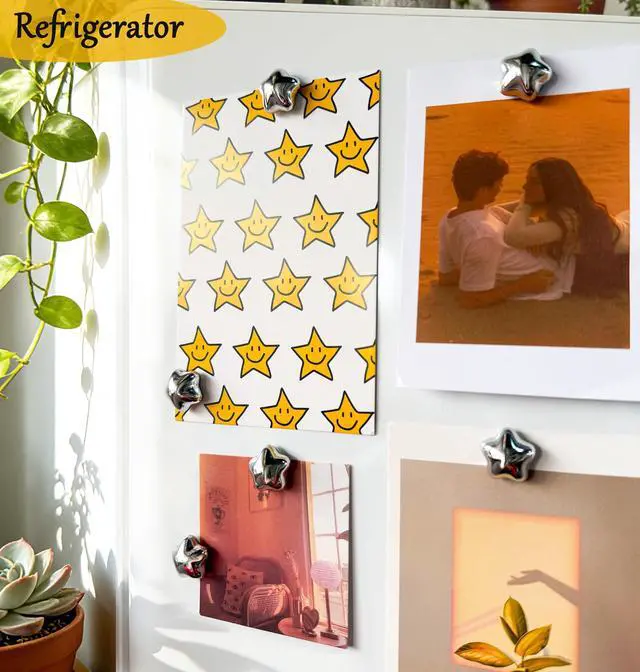 Alt view image 2 of 7 - Fridge Magnets,15Pcs Silver Star Magnets Refrigerator Decorative | 15 Pcs Strong Magnets Fridge 0.73in Small Star Cute Decorative Magnet Set for Home Kitchen Office Whiteboard Locker