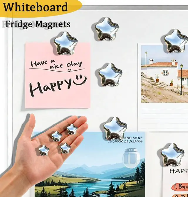 Alt view image 5 of 7 - Fridge Magnets,15Pcs Silver Star Magnets Refrigerator Decorative | 15 Pcs Strong Magnets Fridge 0.73in Small Star Cute Decorative Magnet Set for Home Kitchen Office Whiteboard Locker