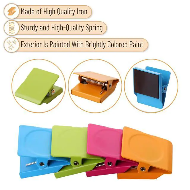 Alt view image 5 of 7 - Magnetic Clips, 8 pcs, Assorted Color, 1.2, Metal Clips | Refrigerator Magnets