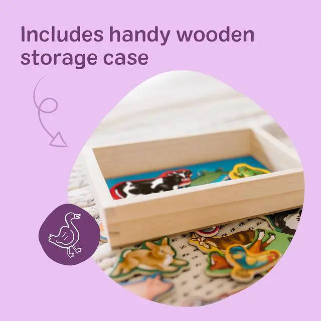 Alt view image 4 of 7 - Wooden Animal Magnets Set (20 Pieces) Farm, Zoo & Pet Fridge Magnets in Storage Box Montessori Preschool Learning Toys for Toddlers & Kids Ages 2+ - FSC-Certified | 20 Wooden Animal Magnets