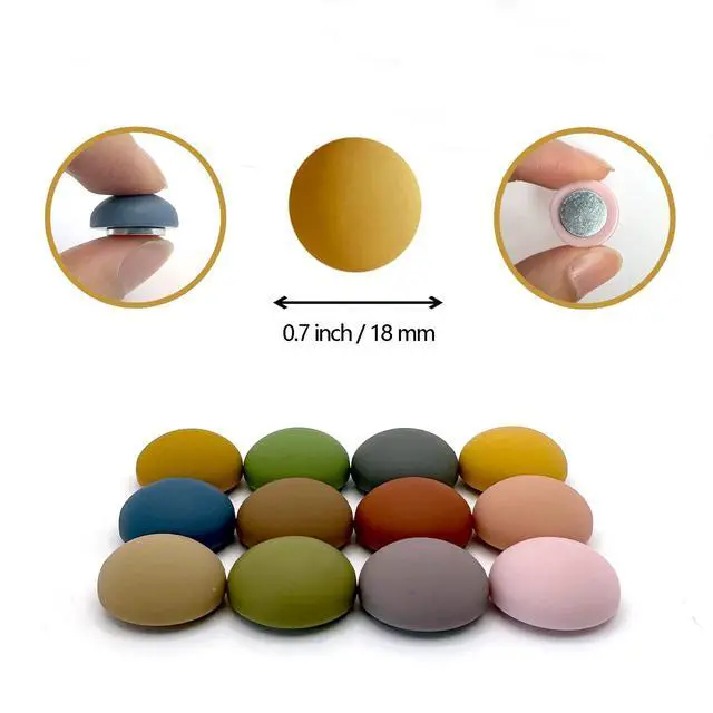 Alt view image 3 of 7 - 12PCS Strong Colorful Decorative Cute Matte Fridge Magnets | Strong, Decorative, Cute - Refrigerator Magnets For Office, Whiteboard, Cabinets, Kitchen, Dishwasher