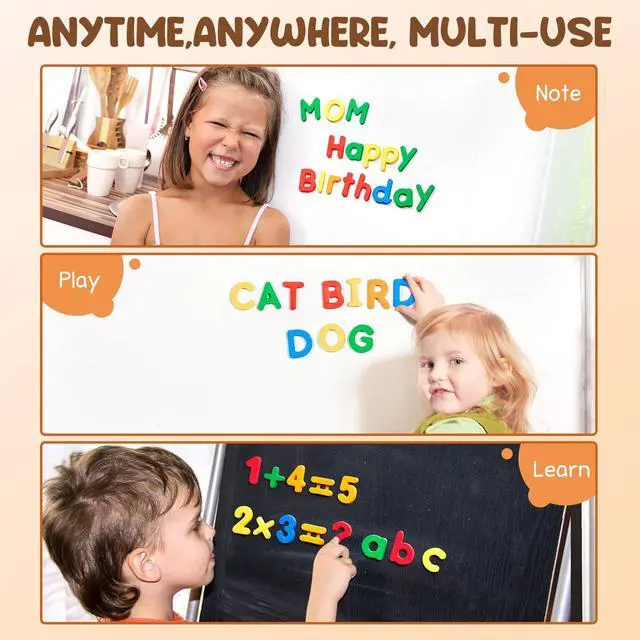 Alt view image 4 of 6 - Magnetic Letters Numbers Alphabet ABC 123 Fridge Magnets, 78 Pcs | Plastic colorful magnets, uppercase lowercase letters, math symbols, preschool educational learning toy set for toddlers kids