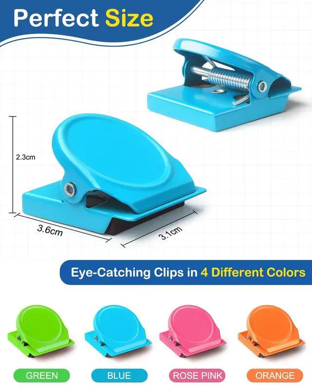 Alt view image 2 of 7 - Magnetic Clips, 24 Pieces Magnetic Metal Chip Clips Fridge Magnets Refrigerator Whiteboard Locker Magnets Heavy Duty Clip Classroom Organization Teacher Must Haves School Supplies Accessories