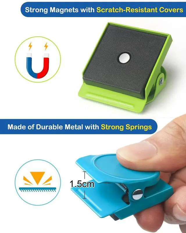 Alt view image 3 of 7 - Magnetic Clips, 24 Pieces Magnetic Metal Chip Clips Fridge Magnets Refrigerator Whiteboard Locker Magnets Heavy Duty Clip Classroom Organization Teacher Must Haves School Supplies Accessories