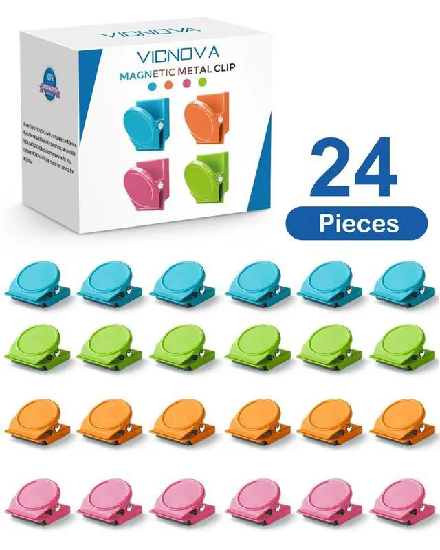 Alt view image 7 of 7 - Magnetic Clips, 24 Pieces Magnetic Metal Chip Clips Fridge Magnets Refrigerator Whiteboard Locker Magnets Heavy Duty Clip Classroom Organization Teacher Must Haves School Supplies Accessories